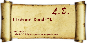 Lichner Donát névjegykártya